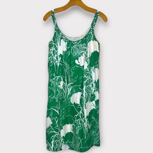 Anthropologie Beth Bowley Silk Floral Midi  Dress Sz 4 Tropical Preppy Bohemian